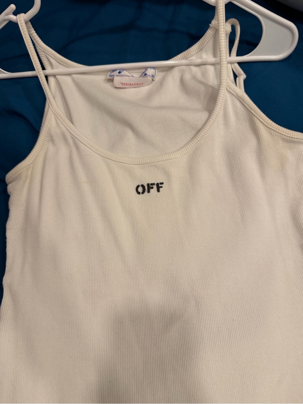 OFF White Ribbed Tank Top - Women's Spaghetti Strap Dress